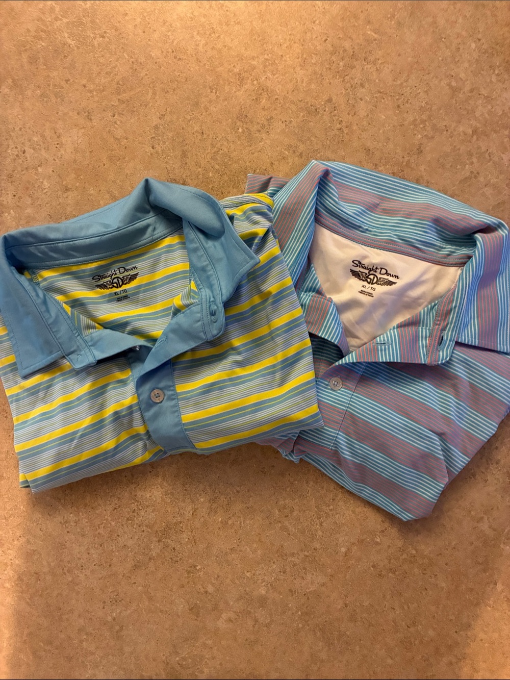 Straight Down Striped Golf Polo Shirts lot of 2.